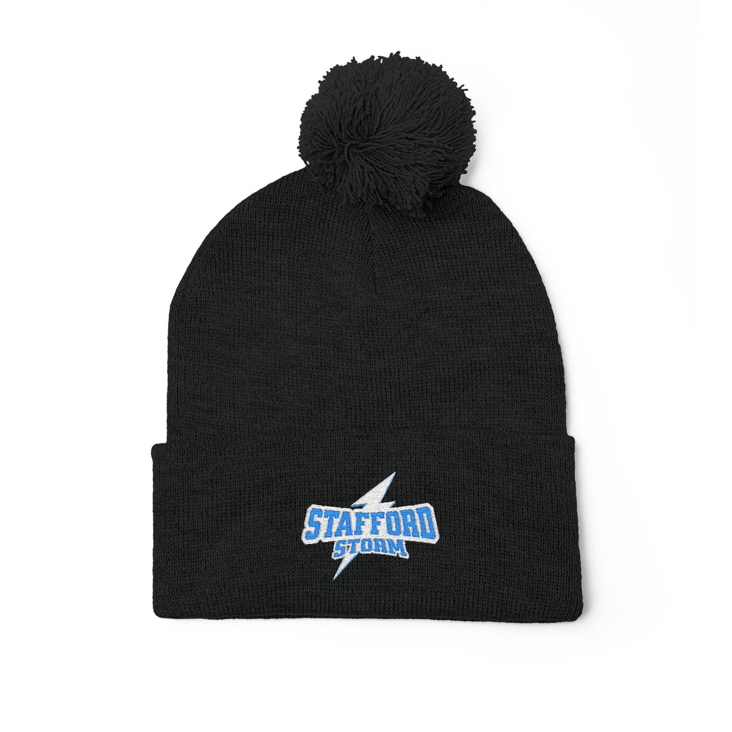 Storm Embroidered Pom-Pom Beanie