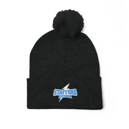 Storm Embroidered Pom-Pom Beanie
