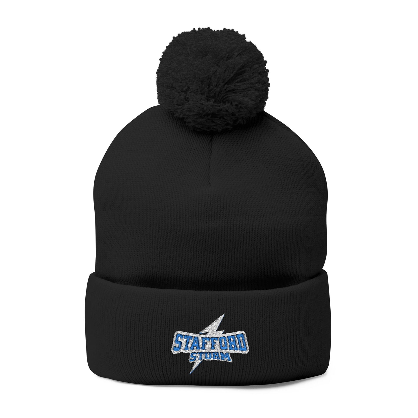 Storm Embroidered Pom-Pom Beanie