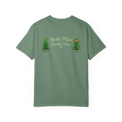 Disc Golf T-Shirt — “Huckin' Plastic Smokin' Trees” Forest Graphic