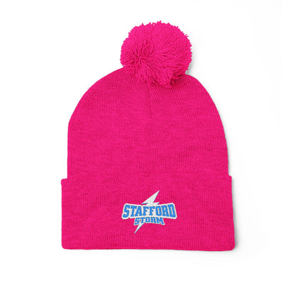 Storm Embroidered Pom-Pom Beanie