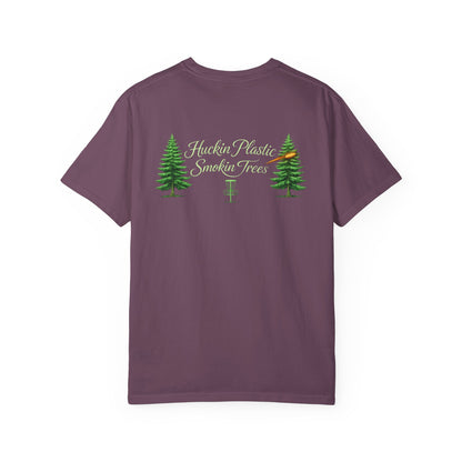 Disc Golf T-Shirt — “Huckin' Plastic Smokin' Trees” Forest Graphic